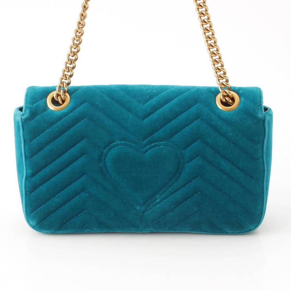 Gucci GG Marmont Velvet Chain Shoulder Bag Green - Picture 4 of 10